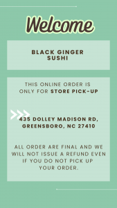 Welcome to Black Ginger  Sushi!