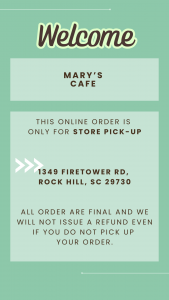 Welcome to Mary's Cafe!