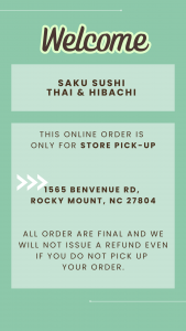 Welcome to Saku Sushi Thai & Hibachi!