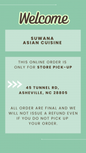 Welcome to Suwana Asian Cuisine!